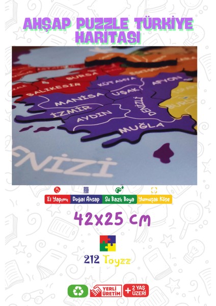 212TOYZZ Ahşap Türkiye Iller Haritası Puzzle, Eğitici Ülkemizi Tanıyalım Yapboz modelleri