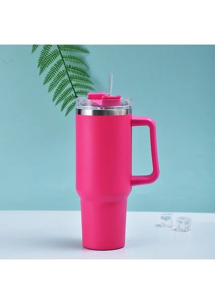 Saplı Termos Bardak Çift Katmanlı Vakum Soğuk Yalıtım Araba Bardak Saman Araba Içme Bardağı (Yurt Dışından)