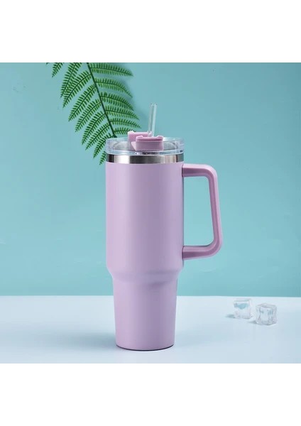 Saplı Termos Bardak Çift Katmanlı Vakum Soğuk Yalıtım Araba Bardak Saman Araba Içme Bardağı (Yurt Dışından)