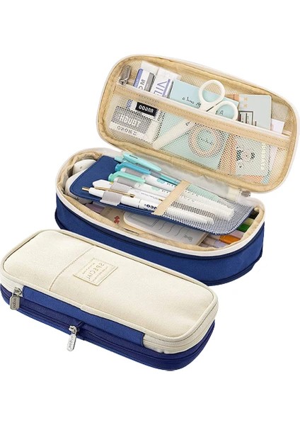 Büyük Kalem Kutusu Genişletilebilir Kalem Kutusu - Lacivert (Yurt Dışından)