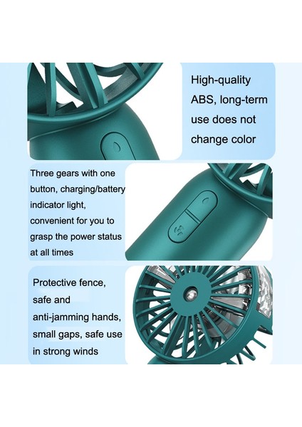 Handhd Sprey Fan USB Taşınabilir Dış Mekan Mini Masaüstü Fan Sprey Beyaz (Yurt Dışından)