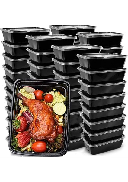50'li Paket Yemek Hazırlama Kapları Yeniden Kullanılabilir Paket Yemek Kapları Plastik Bento Kutuları Gıda Depolama Öğle Yemeği Kutusu (Yurt Dışından)