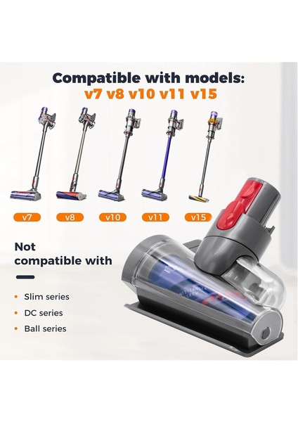 Dyson V7 V8 V10 V11 V15 Elektrikli Süpürge Mini Motorlu Alet Fırça Başlığı Için Elektrikli Yatak Toz Akarı Temizleme Fırçası (Yurt Dışından)
