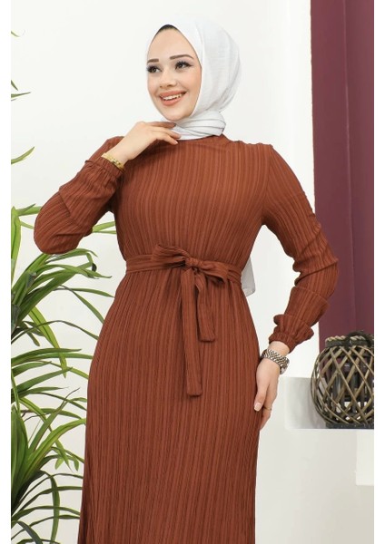 Lara Kumaş Bağlamalı Elbise - Kiremit / E0124 fırsatları