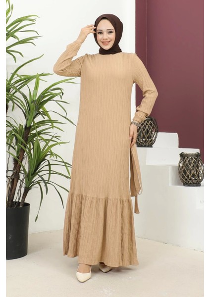 Lara Kumaş Bağlamalı Elbise - Vizon / E0124 modelleri