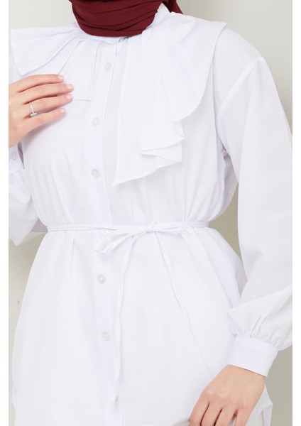 Tasarım Detay Bağlamalı Gömlek - Beyaz / Ü102 fırsatları