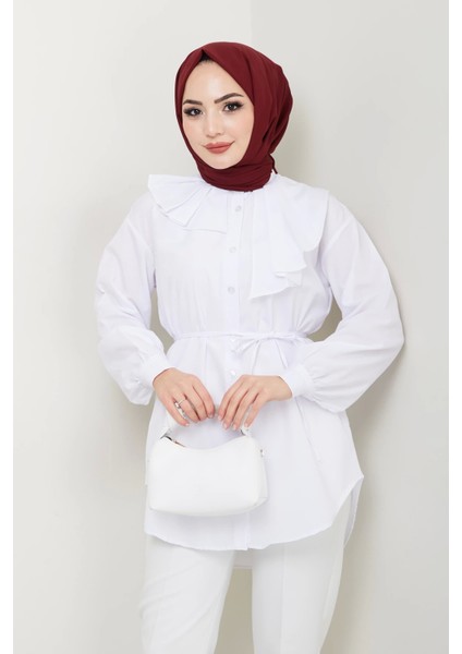 Tasarım Detay Bağlamalı Gömlek - Beyaz / Ü102 indirimleri