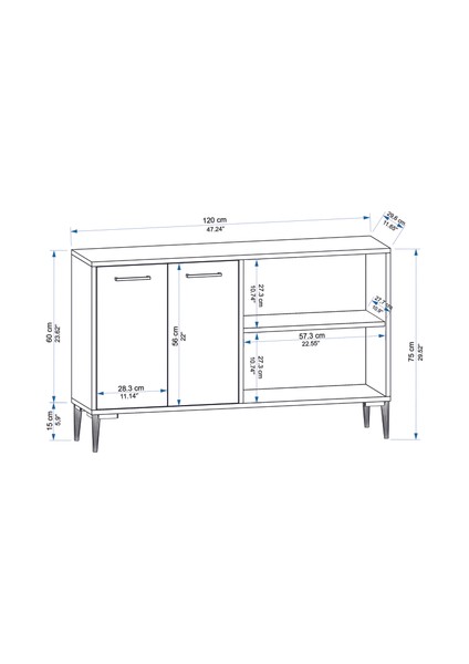 Frezya 4 Kapaklı Raflı Konsol Safirmeşe - Frezya indirimleri