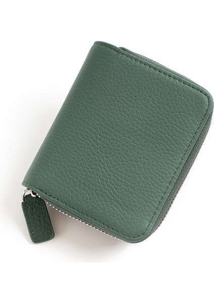 Çoklu Kart Yuvası Kart Tutucu Bozuk Para Cüzdanı Inek Derisi Fermuarlı Cüzdan (Yurt Dışından)