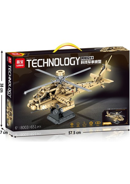 Askeri Helikopter Modeli Çocuk Yapı Oyuncağı Hediye Yapı Oyuncağı Model Yapım Seti 651 Parça (Yurt Dışından)