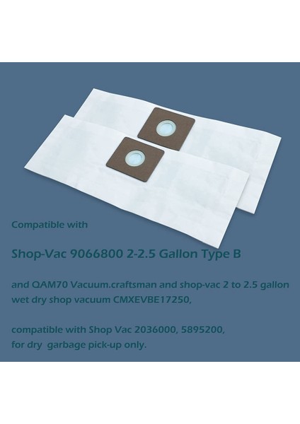 9066800 2-2,5 Galon Tip B ve QAM70 Vakum Için 12 Paket Vakum Torbası, Premium Tek Kullanımlık Filtre Kağıdı (Yurt Dışından)
