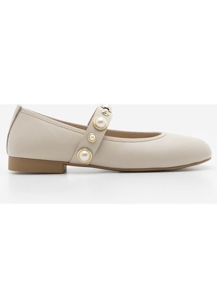 Kadın İncili Bantlı Babet Vesma Bej modelleri