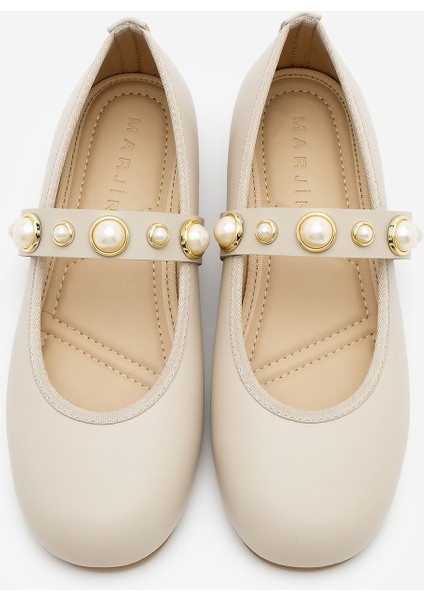 Kadın İncili Bantlı Babet Vesma Bej