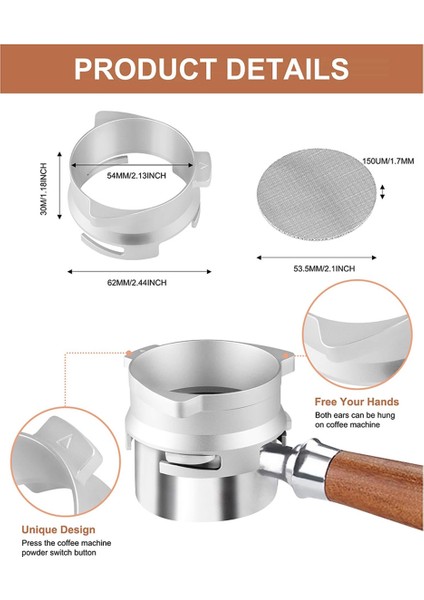 54MM Kahve Dozaj Hunisi Eller Serbest Alüminyum Dozaj Halkası Espresso (Yurt Dışından)