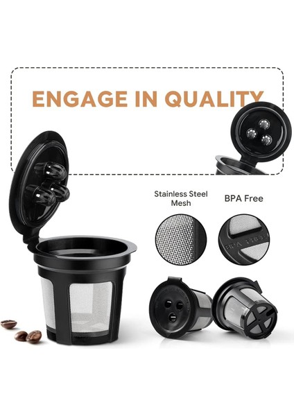 Çift Demleme Için 4'lü K Cups Yeniden Kullanılabilir Kahve Kapsülleri Paketi (Yurt Dışından) fiyatları