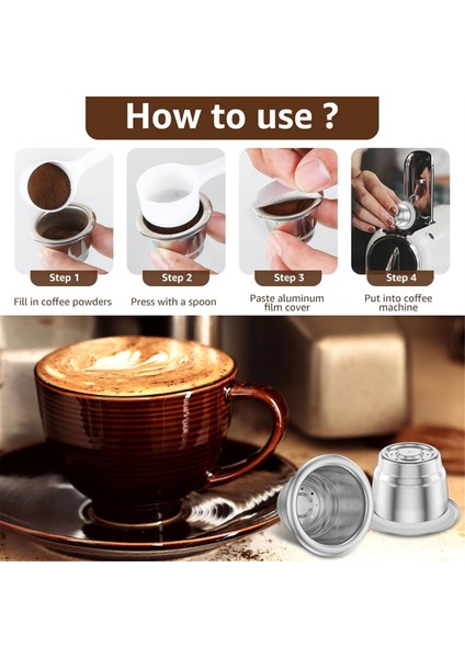 Tekrar Kullanılabilir Espresso Kapsülleri, Paslanmaz Çelik Yeniden Doldurulabilir Espresso Pod'ları (Yurt Dışından)
