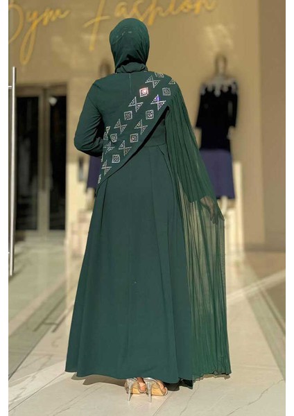 Pelerin Detaylı Elbise 3940 Zümrüt fiyatları