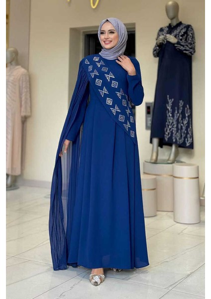 Pelerin Detaylı Elbise 3940 Lacivert fiyatları