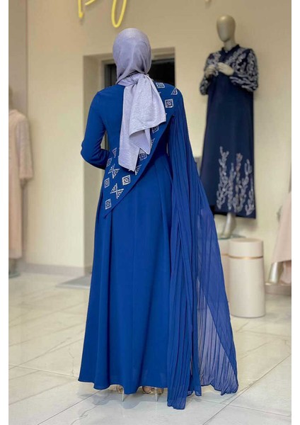 Pelerin Detaylı Elbise 3940 Lacivert modelleri