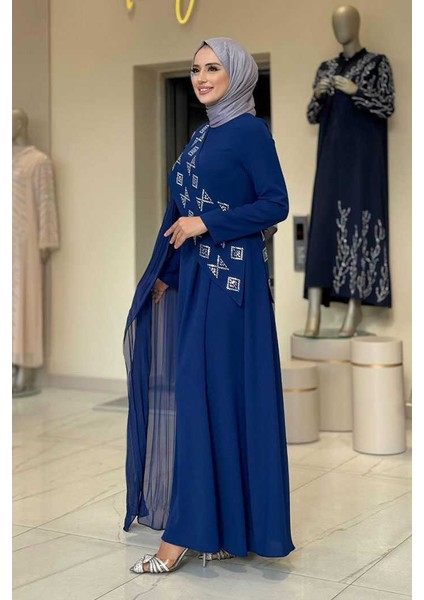 Pelerin Detaylı Elbise 3940 Lacivert fırsatları