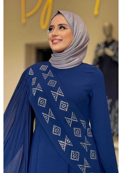 Pelerin Detaylı Elbise 3940 Lacivert indirimleri