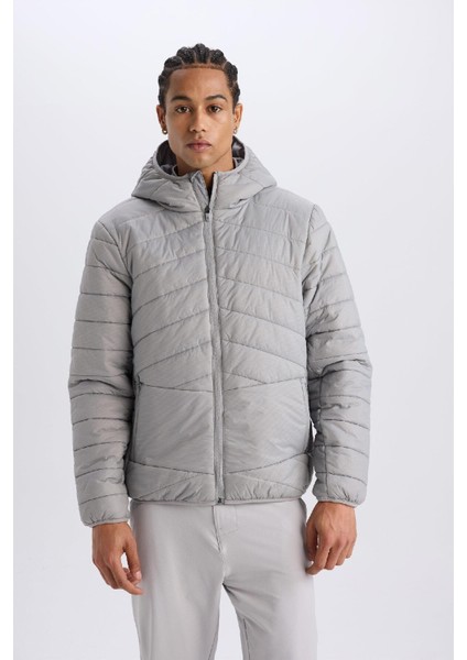 Fit Su İtici Regular Fit Kapüşonlu Fermuarlı Dokuma Mont D6183AX25SP