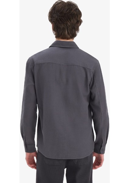 %100 Pamuk Regular Fit Polo Yaka Basic Düz Uzun Kollu Gömlek B2654AX25SP