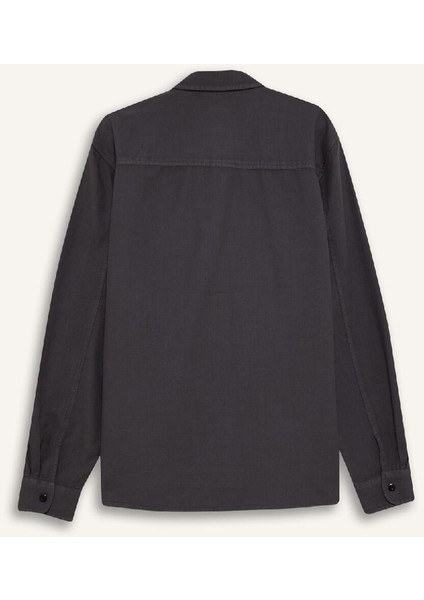 %100 Pamuk Regular Fit Polo Yaka Basic Düz Uzun Kollu Gömlek B2654AX25SP