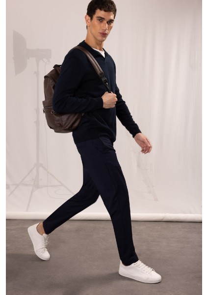 Tailored Fit Normal Kesim Düz Paça Her Yöne Esneyen Yazlık Kumaş Pantolon C7508AX24AU