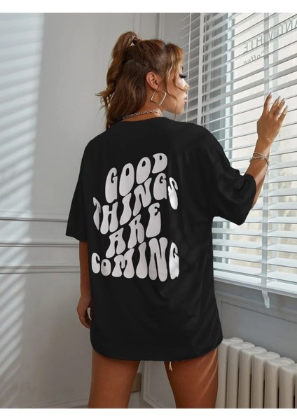 Coming Baskılı Kadın / Kız Salaş Oversize T-Shirt Boyfirend modelleri
