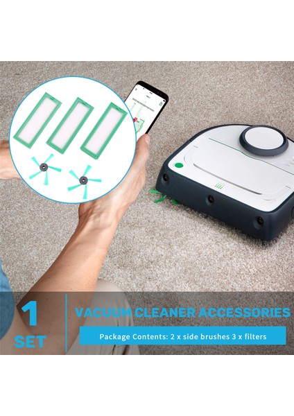 Kobold VR200 ve VR300 Vakum Robotları Için Aksesuar Seti - 3x Filtre 2x Yan Fırça (Yurt Dışından)
