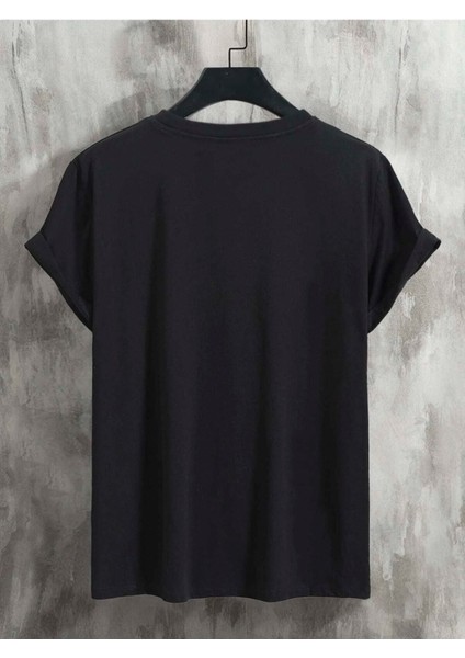Kupa A / J Baskılı Oversize Erkek T-Shirt Salaş Boyfirend