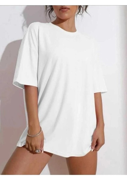 Kadın / Kız Smile Oversize Salas Boyfriend Baskılı T-Shirt Top Bluz