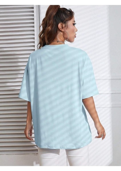 Kadın / Kız Fotoğraf Makinası Baskılı Oversize T-Shirt Salaş Boyfirend