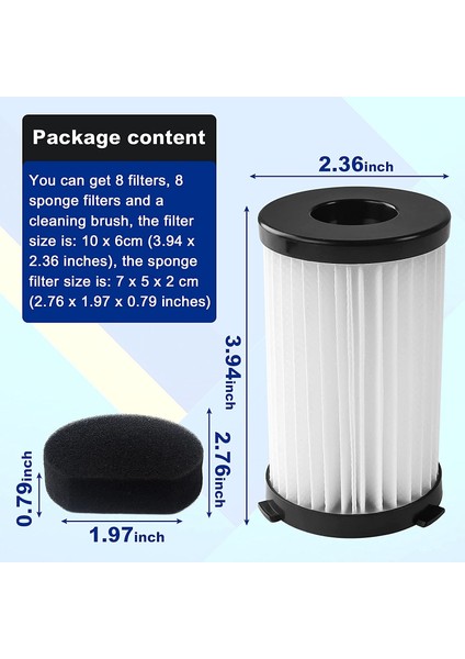 D600 ve Handyforce Vakumlar Için Yedek Filtreler Rbt 2761 2759 8 + Köpük Dahil (Yurt Dışından)