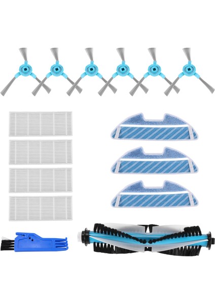 1490 Robot Süpürge Için Aksesuar 1 Ana Fırça, 4 Filtre, 6 Yan Fırça, 3 Paspas Paketi (Yurt Dışından)