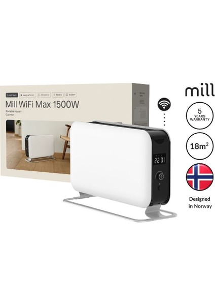 Elektrikli Taşınabilir Panel Isıtıcı Wi-Fi Bağlantılı 1500W