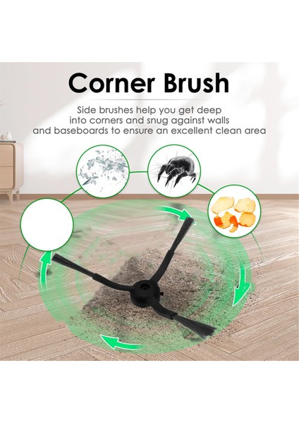 T20 Robot Süpürge Yedek Parçaları Yıkanabilir 8 Adet Vakumlu Yan Fırça (Yurt Dışından) fiyatları