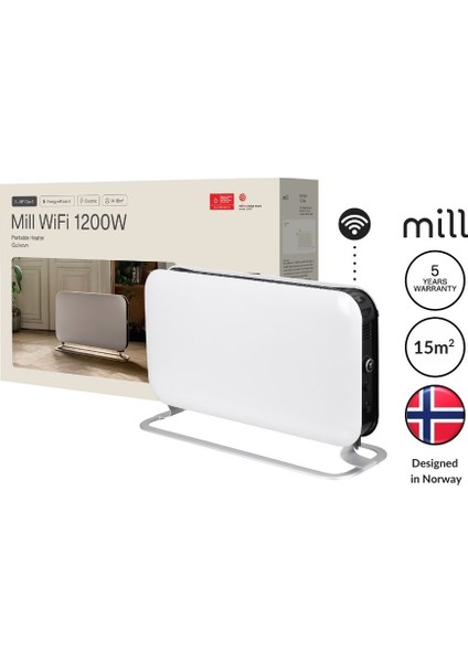 Elektrikli Taşınabilir Panel Isıtıcı Wi-Fi Bağlantılı 1200W