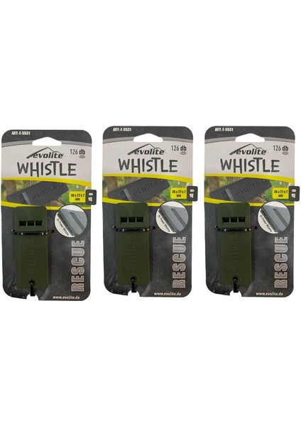 3 Adet Evolite Rescue E-5531 126 Db Deprem Düdüğü Haki Yeşil