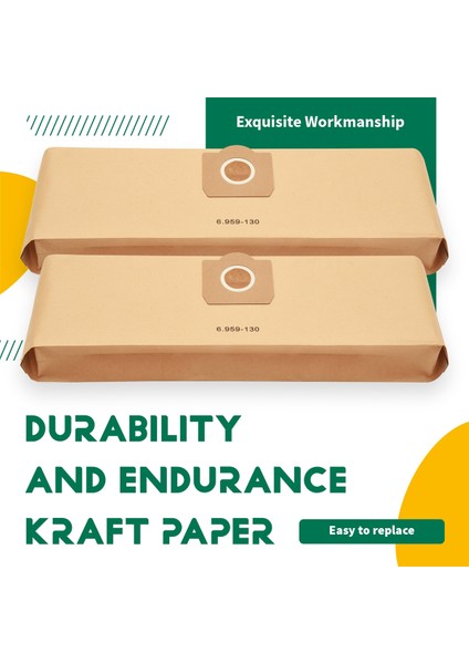 6.959-130.0 Filtre Torbaları Için 15 Adet Elektrikli Süpürge Torbası A2201 Wd3 Kağıt Islak ve Kuru Parçalar (Yurt Dışından)