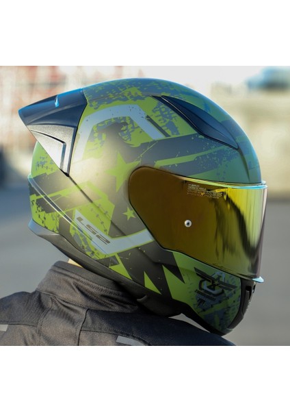 Rapıd 2 Race Thunder Bırds Kapalı Motosiklet Kaskı Gold Vizörlü
