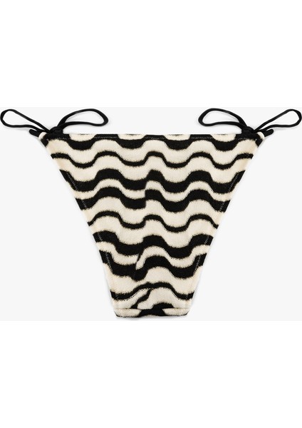 Astarlı Zebra Desenli Yanları Bağlamalı Ipli Bikini Altı