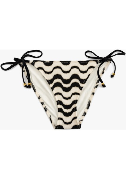Astarlı Zebra Desenli Yanları Bağlamalı Ipli Bikini Altı