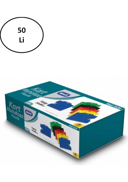 Mas 3520 Plastik Kart Muhafaza - YATAY-54 x 86-LACIVERT 50 Li