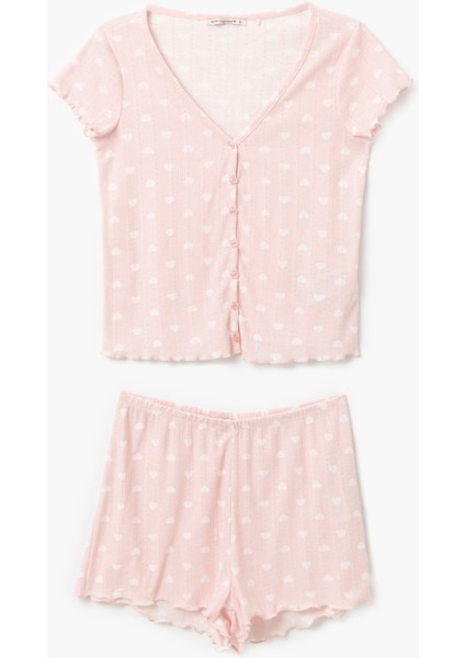 Kalpli Pamuklu Kadın Şortlu Pijama Takımı