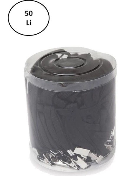 Viva Inox 50 Li Siyah Metal Klipsli Kart Askı Ipi