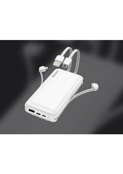 Shaza 20.000 Mah Kendinden Kablolu Taşınabilir Şarj Cihazı Beyaz
