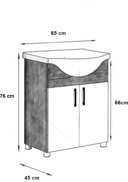 Mdf 65LIK Banyo Dolabı Alt Modül ve Hilton Lavabo fiyatları