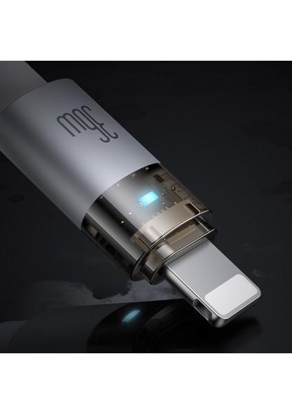 CA-6942 Type-C Lıghtning 36W Şeffaf Kablo Şarj Işığı Ile Beyaz